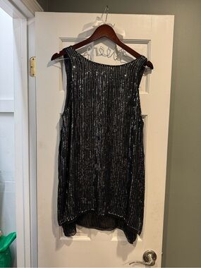 Endless rose women’s Black Sequin Sleeveless Party Top size LARGE